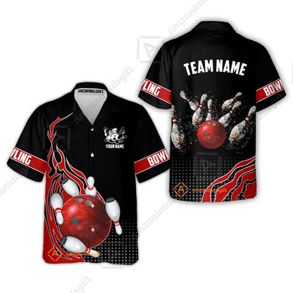 Customized Bowling Unisex Polo Shirt, Bowling And Breaking Pins Multicolor Option Customized Name And Team Name Polo Jerseys Shirts
