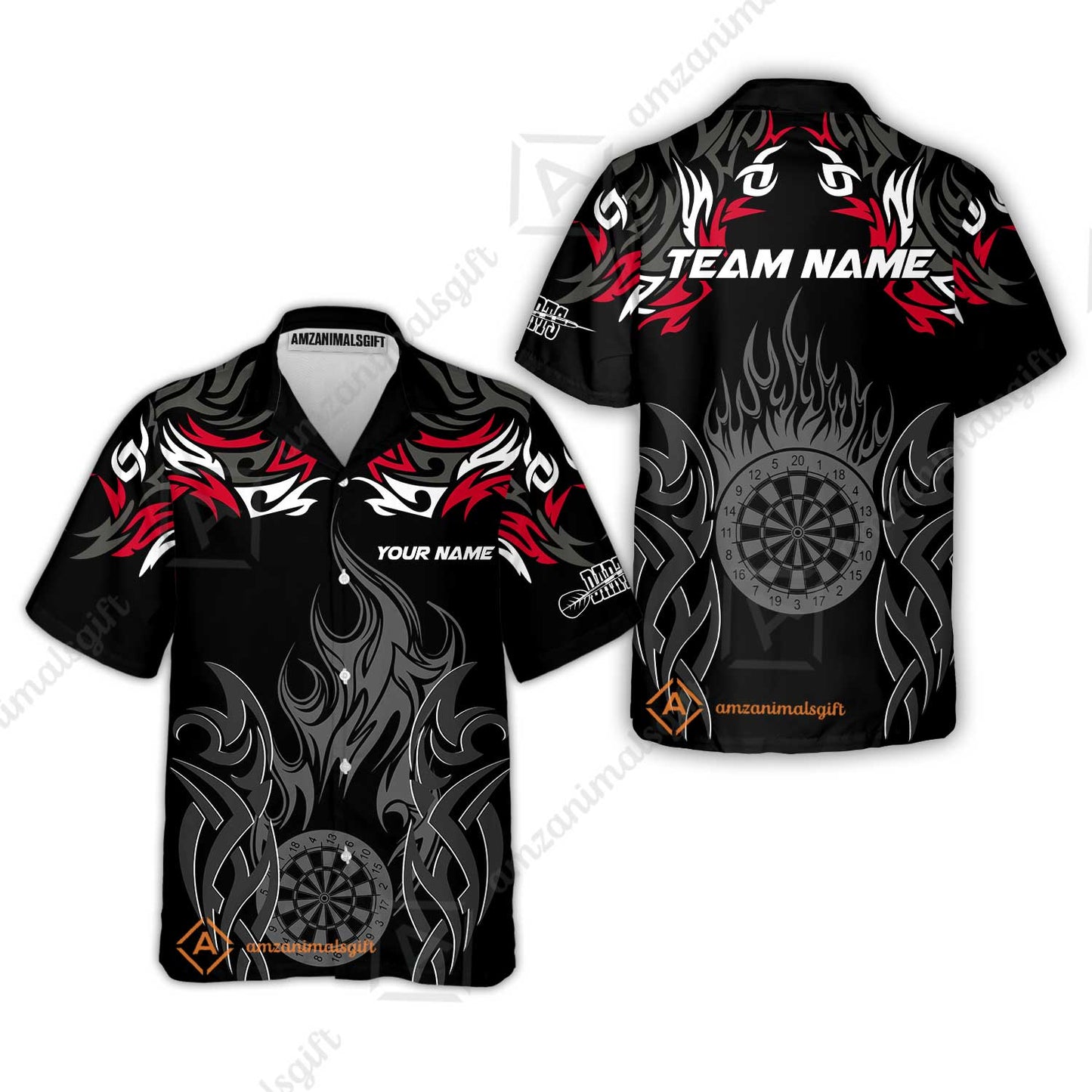 Customized Darts Hawaiian Shirt, Dartboard Fire Flame Darts Hawaiian Shirt Multicolor Team Style, Jersey for Darts Players