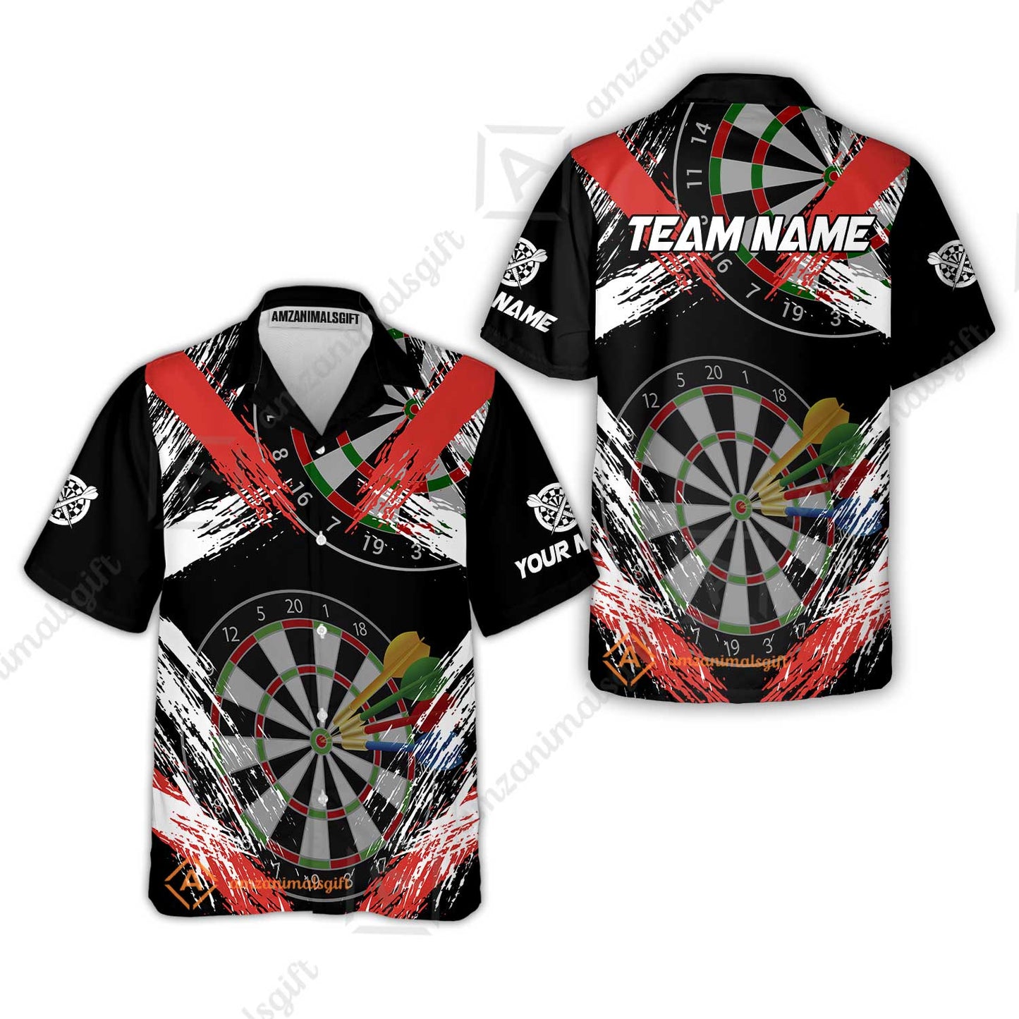 Customized Darts Hawaiian Shirt, Darts Tournament Grunge Style Multicolor Hawaiian Shirt Jersey For Darts Player