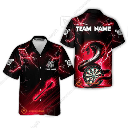 Customized Darts Hawaiian Shirt, Darts Thunder Lightning Cobra Snake Multicolor Hawaiian Shirt For Darts Player