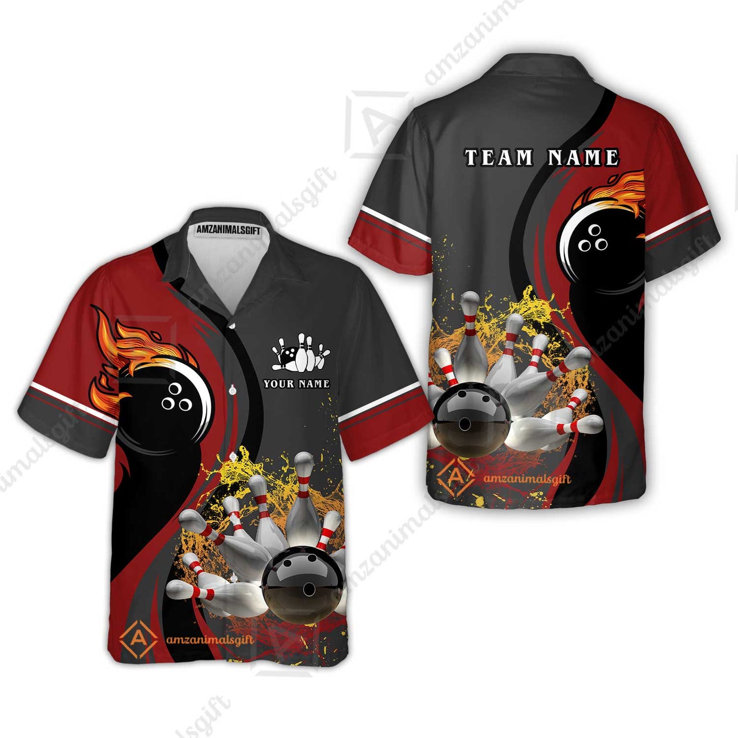 Customized Bowling Unisex Polo Shirt, Bowling And Pins Water Flow Multicolor Option Customized Name And Team Name For Bowling Team Polo Jerseys Shirts