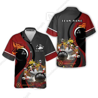 Customized Bowling Unisex Polo Shirt, Bowling And Pins Water Flow Multicolor Option Customized Name And Team Name For Bowling Team Polo Jerseys Shirts