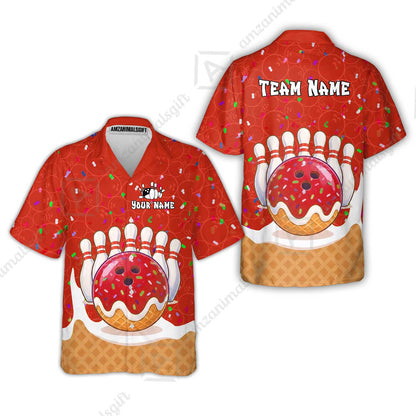 Custom Bowling Jersey Polo Shirt, Bowling Sprinkles Ice Cream Cone, Personalized Name & Team Name
