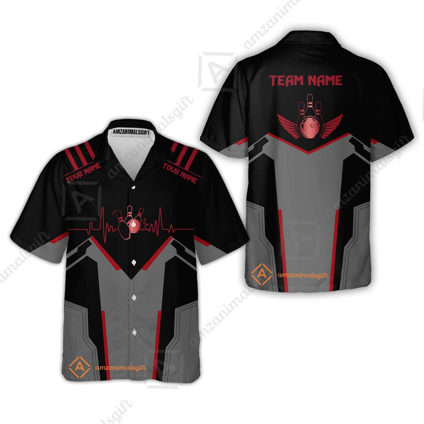 Personalized Polo Bowling Shirt Heartbeat And Esports Pattern Team Jersey Shirt For Men Women Bowlers