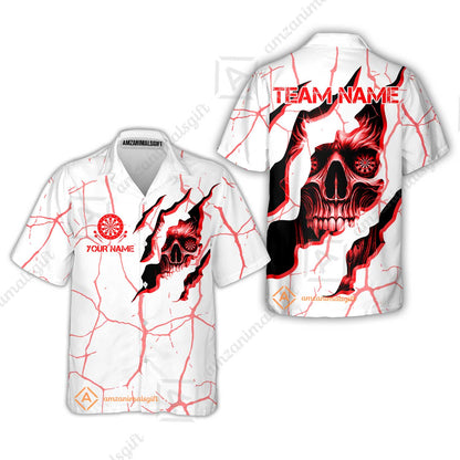Customized Darts Hawaiian Shirt, Torn-Up Skull Dartboard Eyes Darts Hawaiian Shirt Team Style Jersey for Darts Players