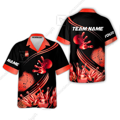 Custom Bowling Team Jerseys Polo Shirts, Bowling Uniforms Ball And Pins Ultimate Golden Multicolor Options Personalized Name And Team Name