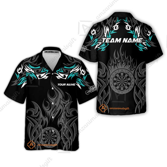 Customized Darts Hawaiian Shirt, Dartboard Fire Flame Darts Hawaiian Shirt Multicolor Team Style, Jersey for Darts Players