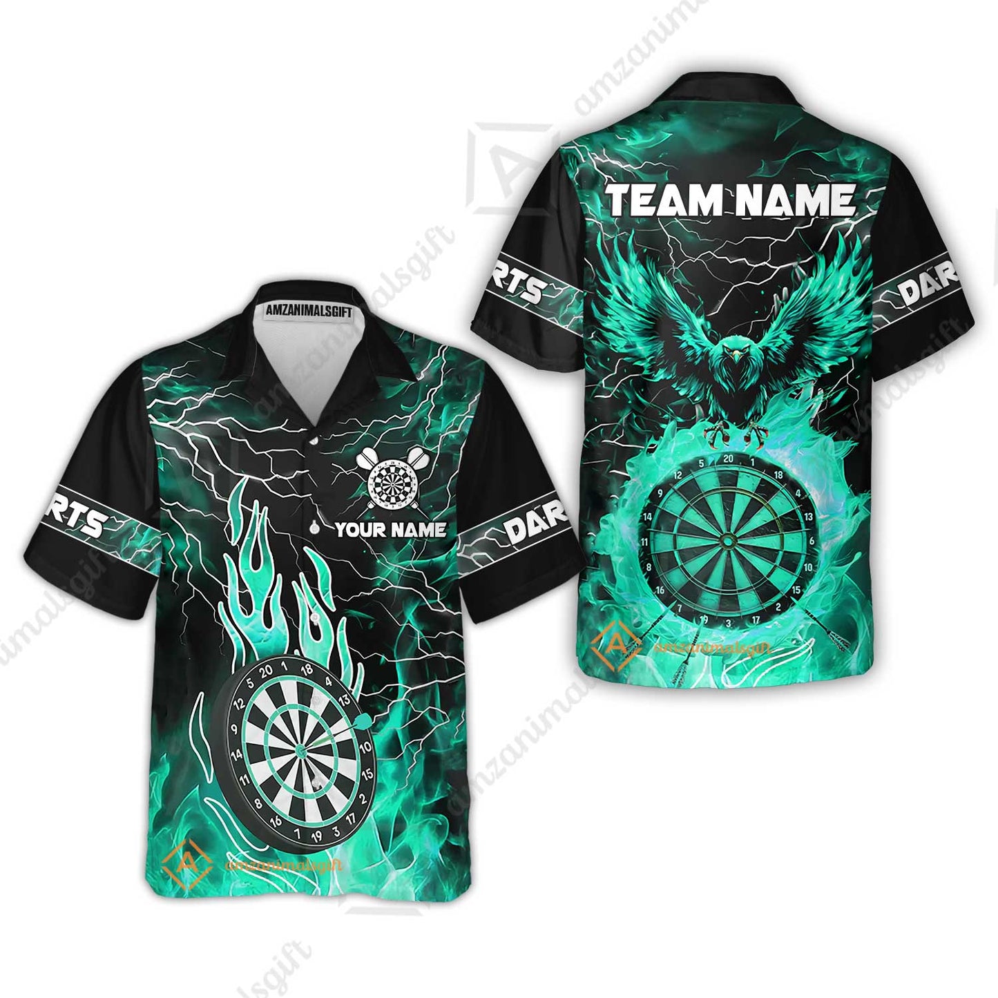 Custom Darts Team Jersey, Dartboard Fire Flame Custom Eagle Darts Jersey Polo Quarter-Zip Shirts, Custom Name And Team Name Darts Uniforms Jersey