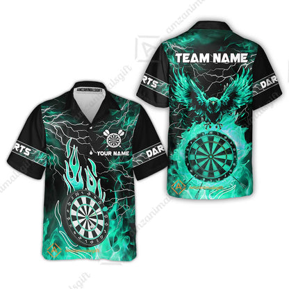Custom Darts Team Jersey, Dartboard Fire Flame Custom Eagle Darts Jersey Polo Quarter-Zip Shirts, Custom Name And Team Name Darts Uniforms Jersey