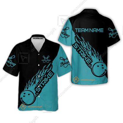 Bowling Customized Jersey Black Turquoise Shirt Strike Ball Bowling Tenpin Quarter Zip Shirt For Bowlers, Bowling Team