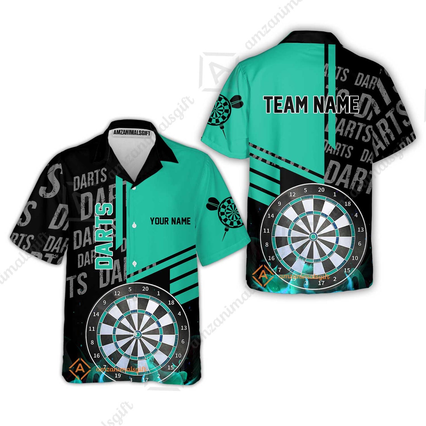 Custom Turquoise Fire Darts Unisex Polo, Custom Darts League Team Jersey Polo , Custom Darts Team Jerseys Uniform
