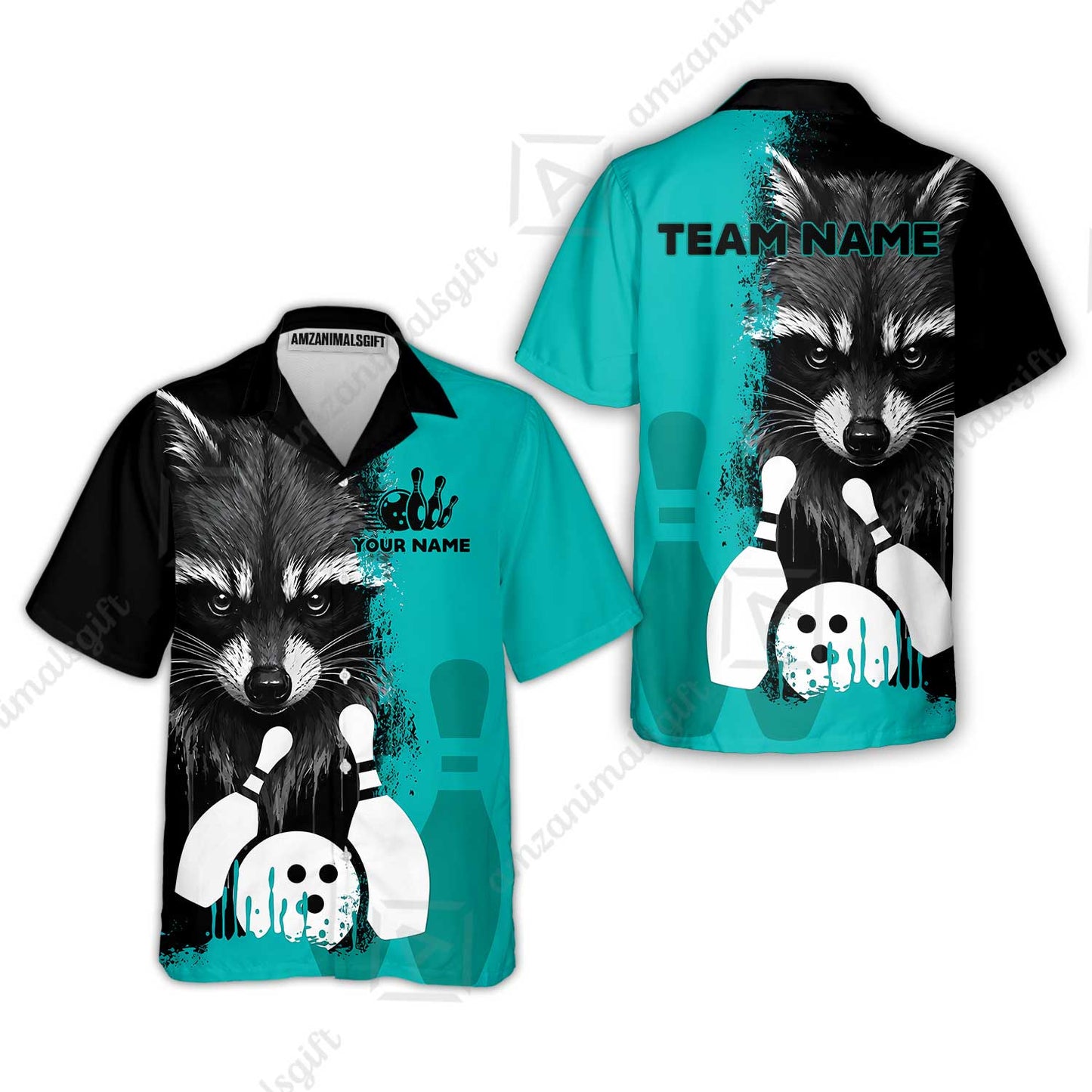 Custom Bowling Jersey Polo Shirt, Raccoon Bowling, Custom Bowling Jersey Team Shirt For Players With Name & Team Name