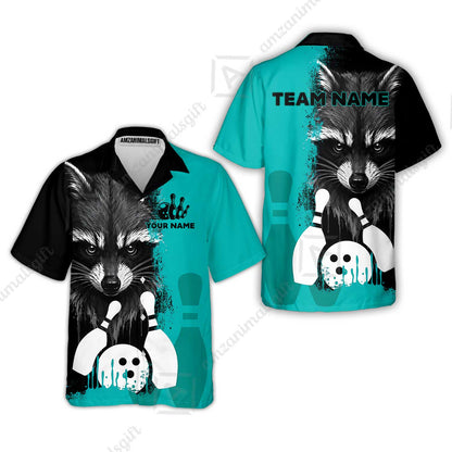 Custom Bowling Jersey Polo Shirt, Raccoon Bowling, Custom Bowling Jersey Team Shirt For Players With Name & Team Name