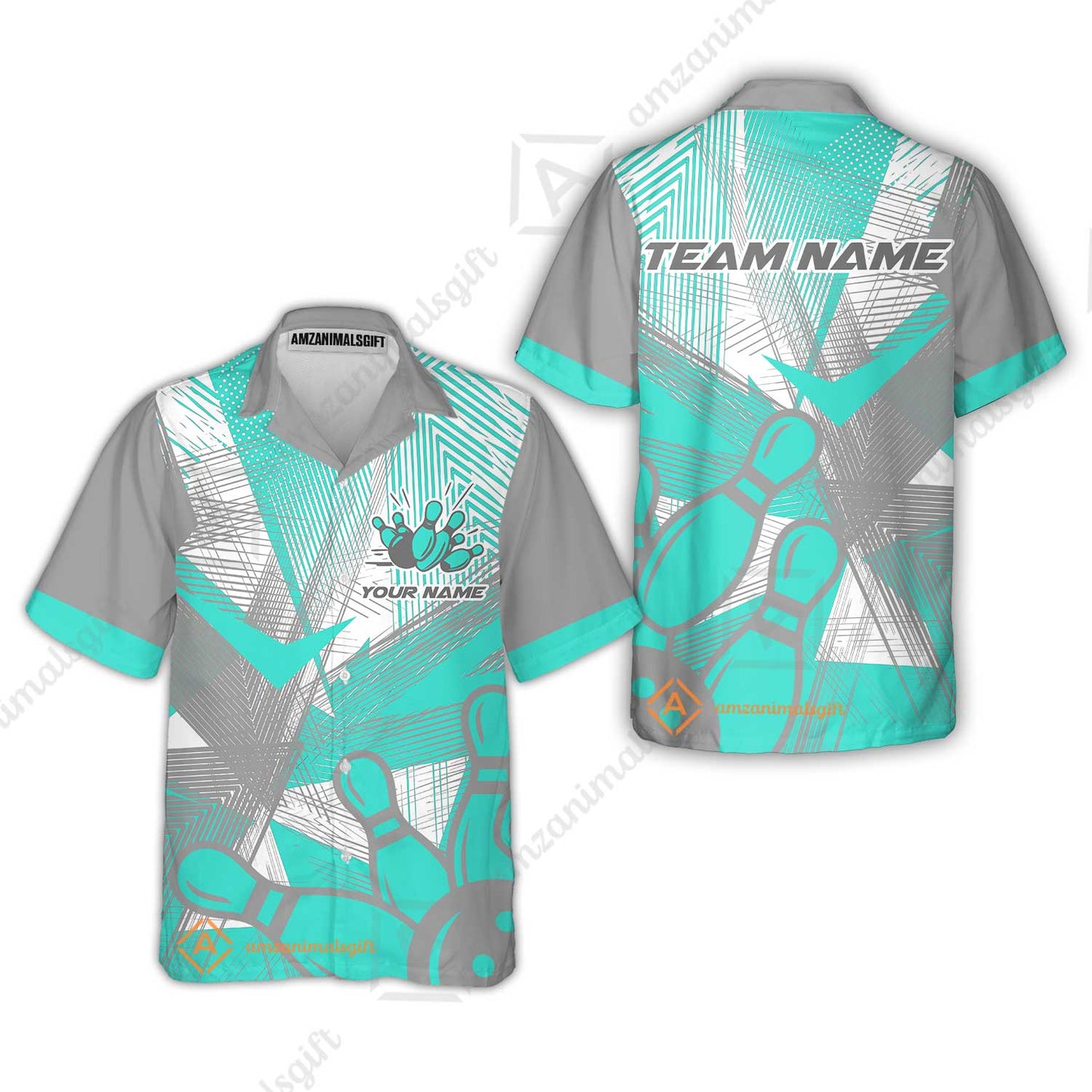 Customized Bowling Hawaiian Shirt, Bowling Ball And Pins Esports Pattern Hawaiian Shirt Uniform For Bowlers