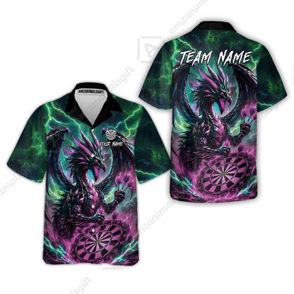 Custom Darts Jersey Polo Shirt, Dragon Fire Darts, Custom Dart Jersey Team Shirt For Players With Name & Team Name