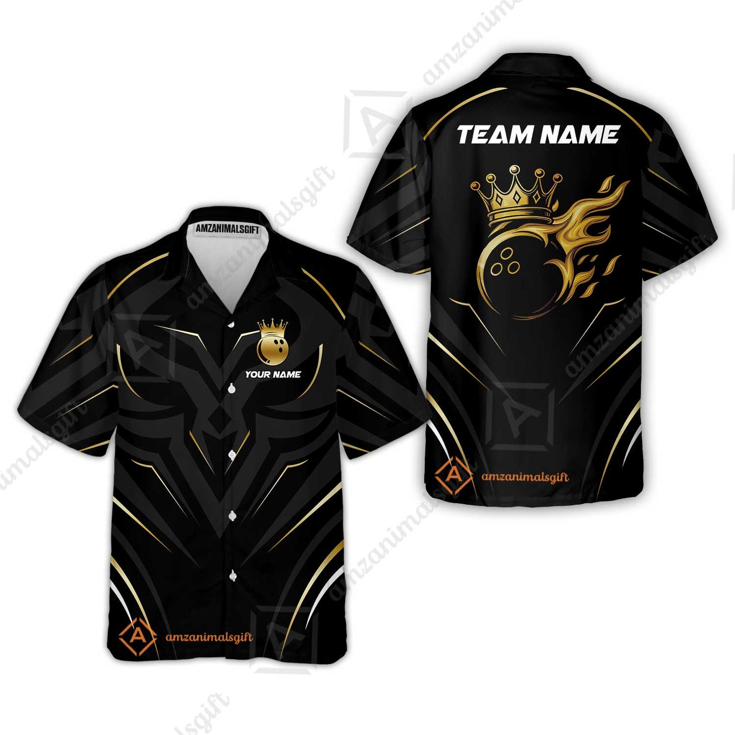 Customized Bowling Hawaiian Shirt, Custom Crown Bowling Uniform Hawaiian Jersey, Multicolor Team Style Jersey for Bowlers