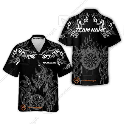 Customized Darts Hawaiian Shirt, Dartboard Fire Flame Darts Hawaiian Shirt Multicolor Team Style, Jersey for Darts Players