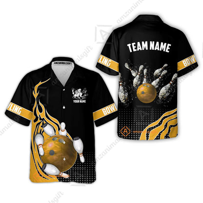 Customized Bowling Unisex Polo Shirt, Bowling And Breaking Pins Multicolor Option Customized Name And Team Name Polo Jerseys Shirts