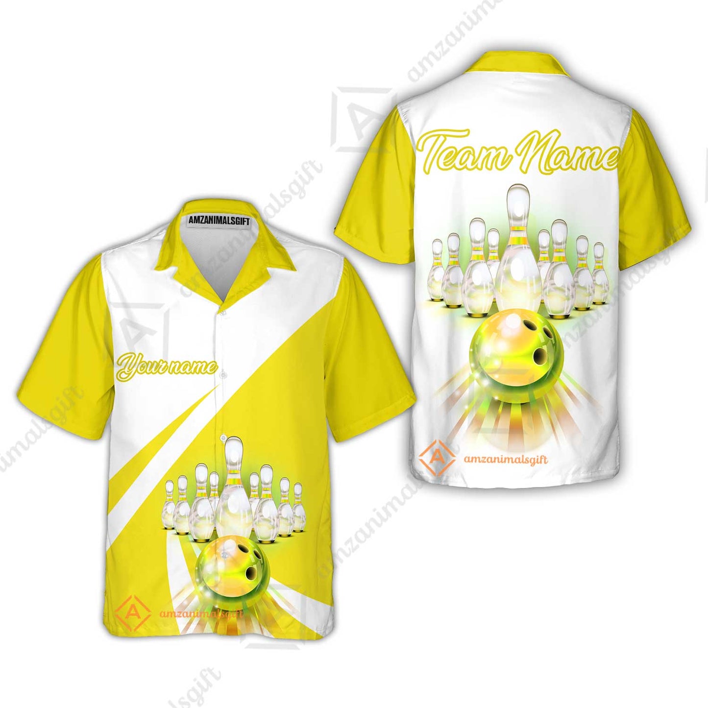 Bowling Customized Jersey White Yellow Shirt Rolling Bowling Tenpin Quarter Zip Shirt, Outfit For Bowlers, Bowling Team