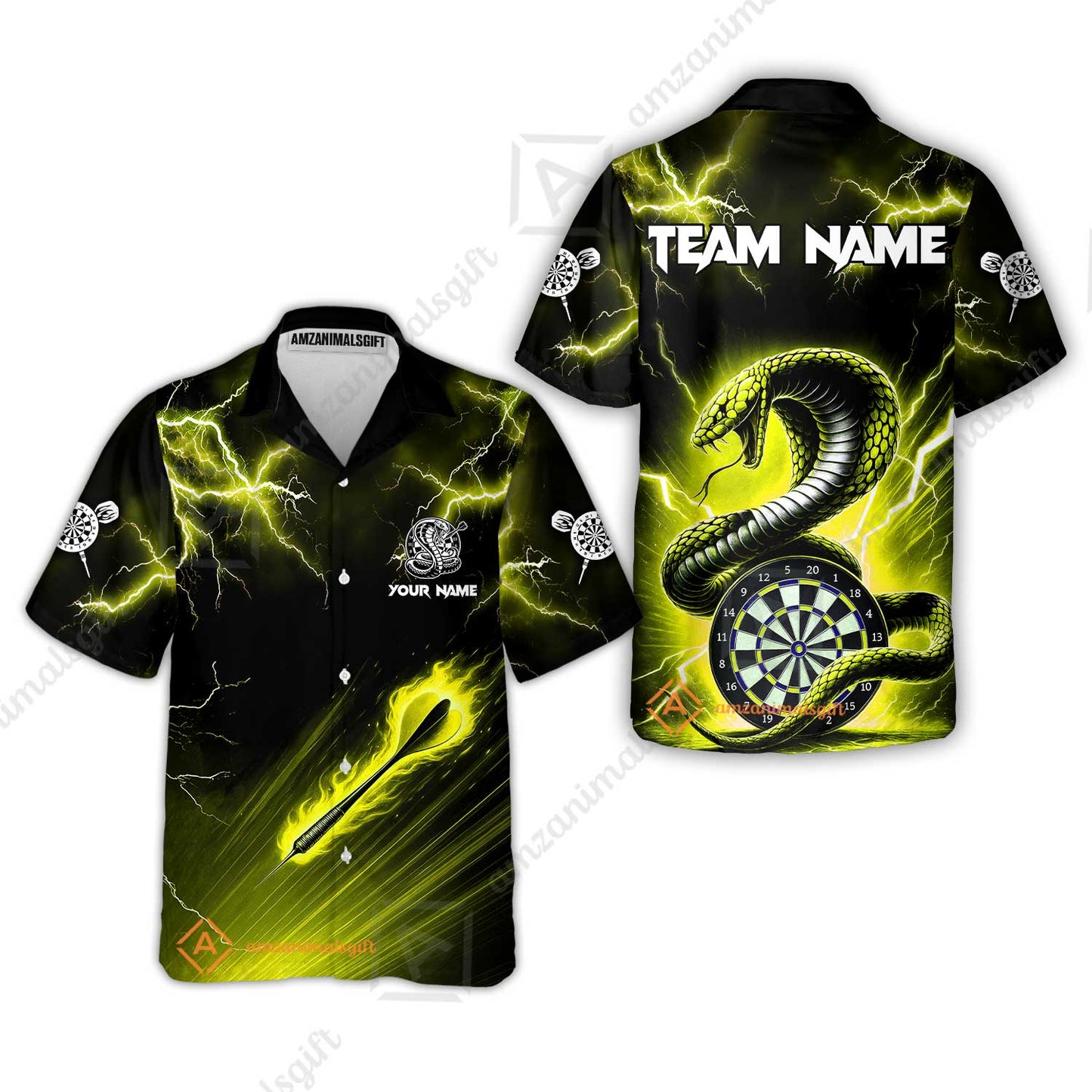 Customized Darts Hawaiian Shirt, Darts Thunder Lightning Cobra Snake Multicolor Hawaiian Shirt For Darts Player