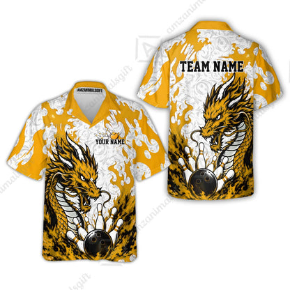 Custom Bowling Jersey Polo Shirt, Fierce Crimson Fire Dragon Strike, Custom Bowling Jersey Team Shirt For Players With Name and Team Name