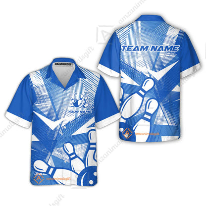 Customized Bowling Hawaiian Shirt, Bowling Ball And Pins Esports Pattern Hawaiian Shirt Uniform For Bowlers