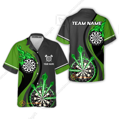 Custom Tailored Fire Flames Darts Team Jersey Polo Quarter-Zip Shirts, Customized Name Team Name Darts Team Jerseys Uniform