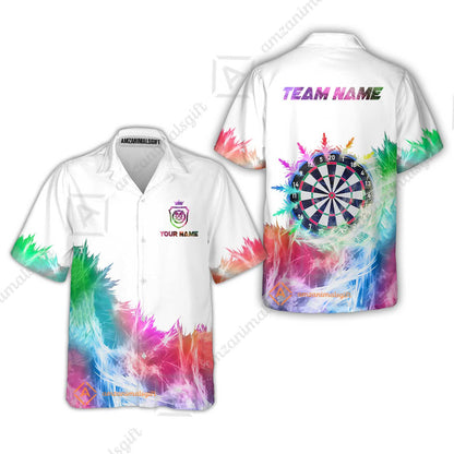 Customized Darts Hawaiian Shirt, Darts Icy Light White And Multi Color Team Hawaiian Shirt Jersey For Darts Player
