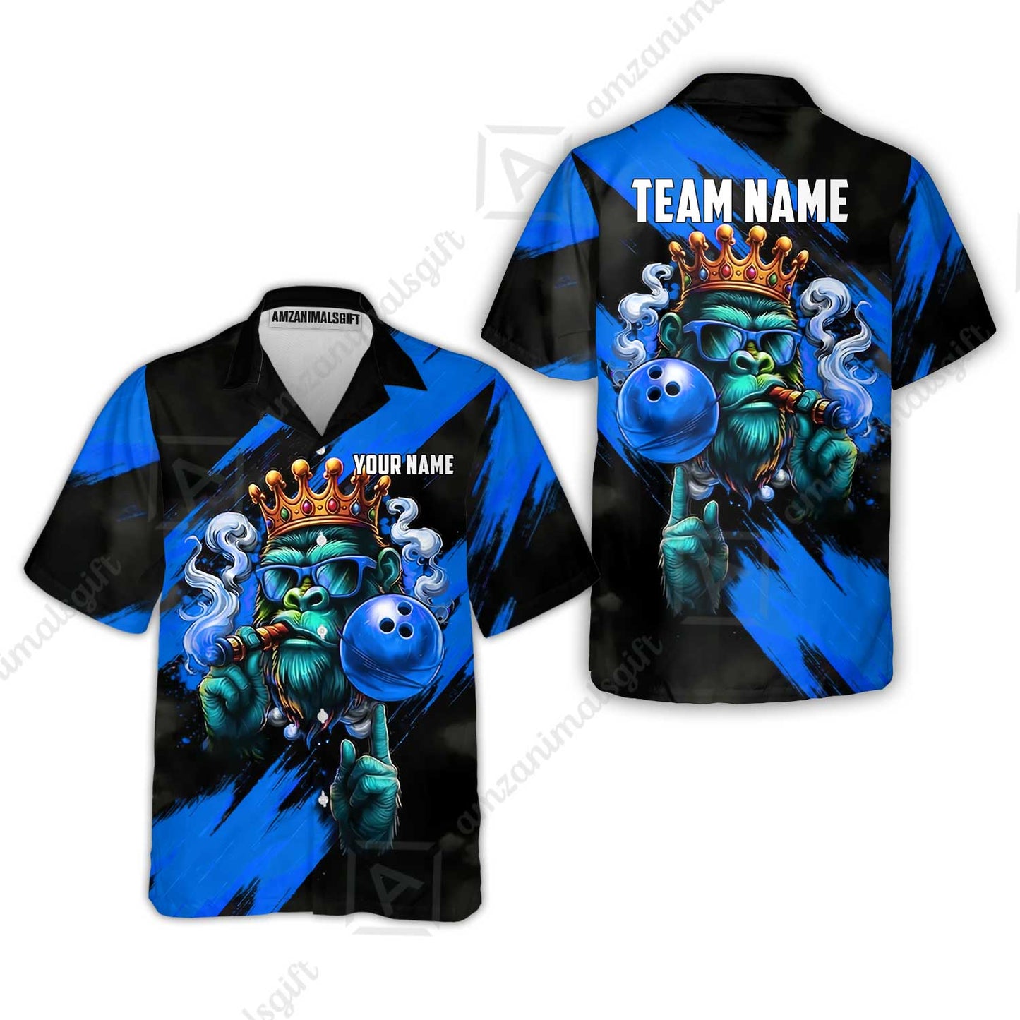 Custom Bowling Jersey Polo Shirt, Gorilla Boss King, Custom Bowling Jersey Team Shirt For Players With Name & Team Name