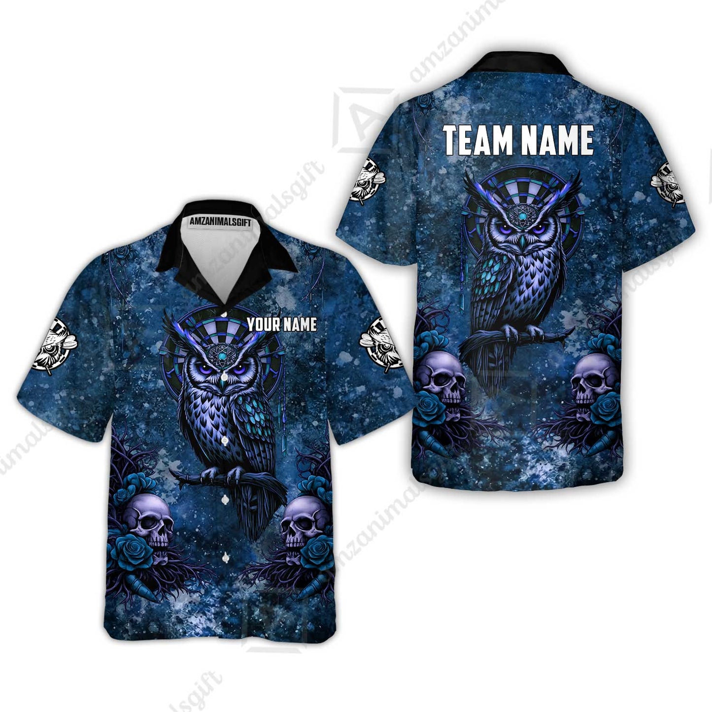 Custom Darts Team Jersey, Personalized Spooky Owl Jersey Shirt For Players With Name & Team Name