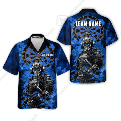 Custom Darts Team Jersey, Personalized Skull Samurai Dartboard Dart Polo Shirt For Players With Name & Team Name