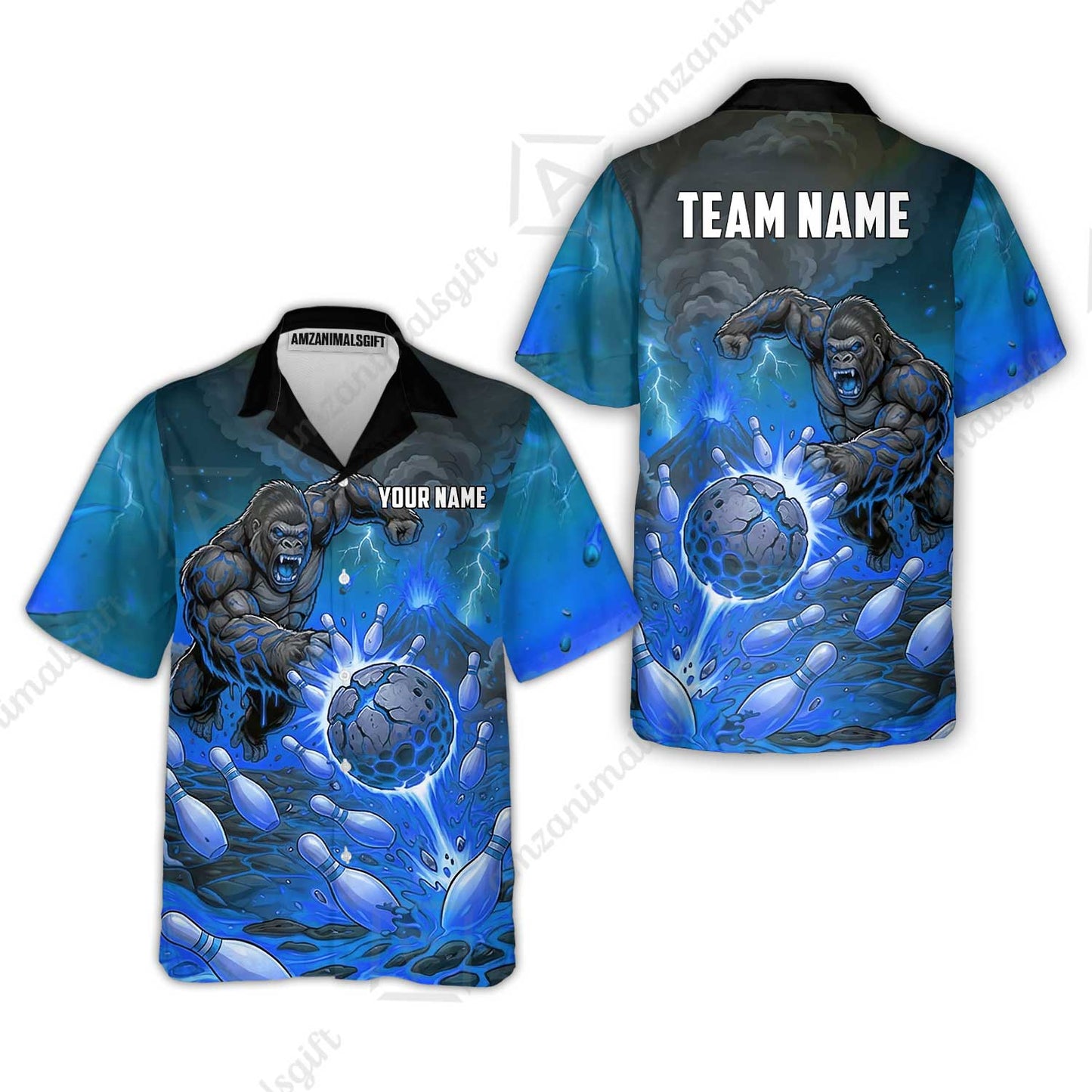 Custom Bowling Jersey Polo Shirt, Fierce Gorilla Strike Bowling, Custom Bowling Jersey Team Shirt For Players With Name & Team Name