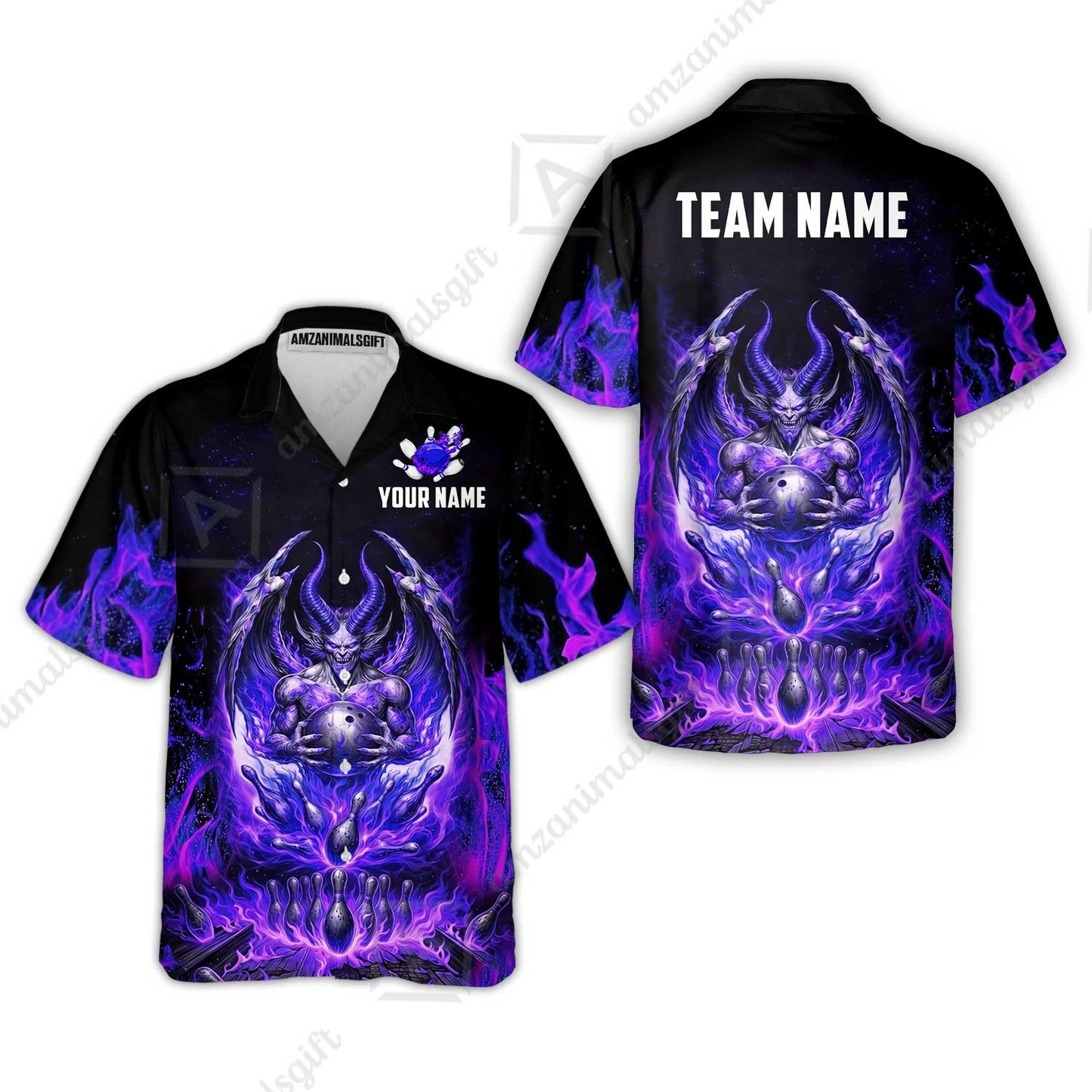Custom Hellfire Bowling Jersey Polo Shirt, Custom Hellfire Bowling Jersey Team Shirt For Players With Name & Team Name
