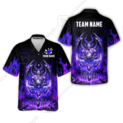Custom Hellfire Bowling Jersey Polo Shirt, Custom Hellfire Bowling Jersey Team Shirt For Players With Name & Team Name