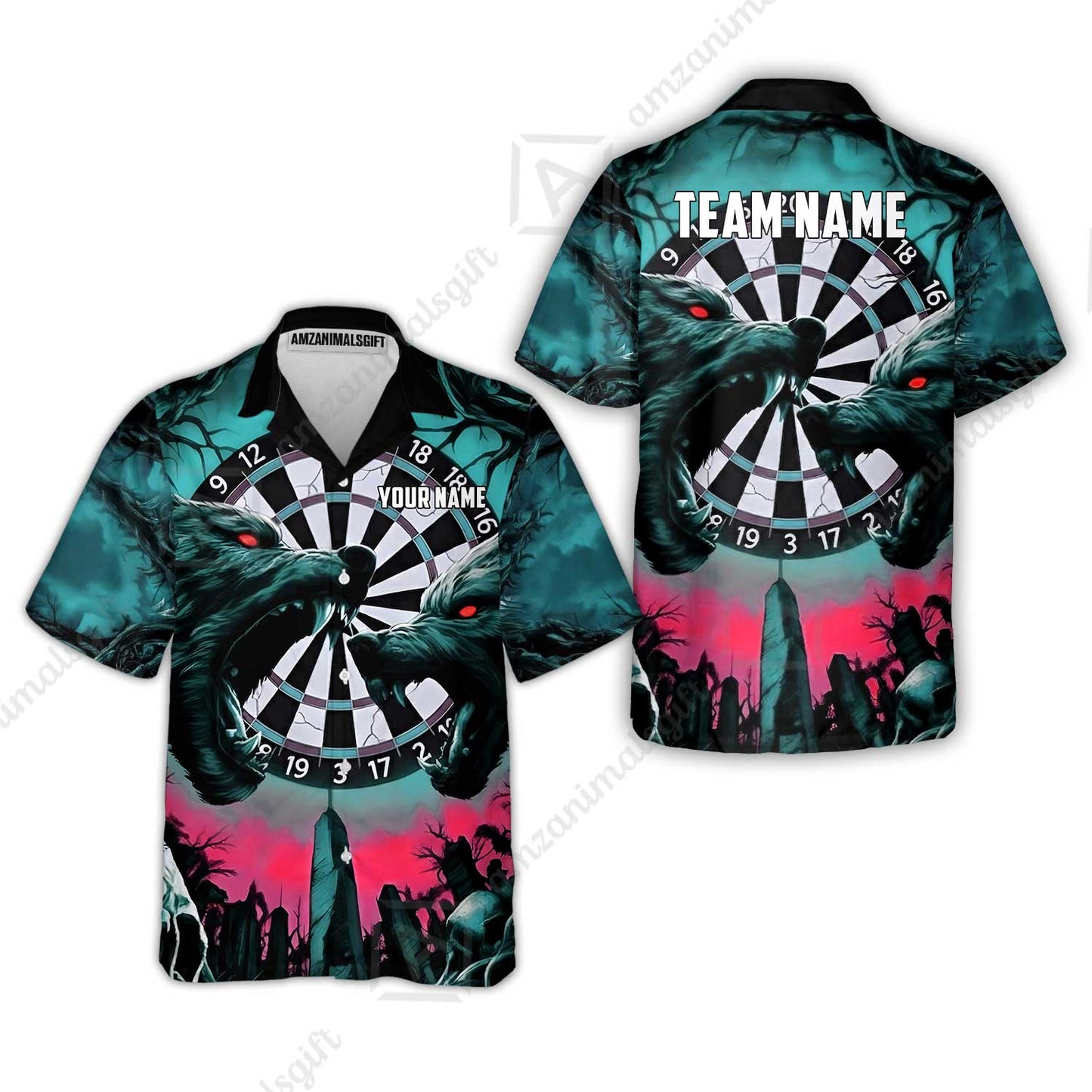 Custom Darts Team Jersey, Personalized Black Forest Wolves Dart Polo Shirt For Players With Name & Team Name