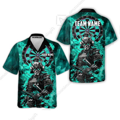 Custom Darts Team Jersey, Personalized Skull Samurai Dartboard Dart Polo Shirt For Players With Name & Team Name