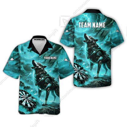 Custom Darts Team Jersey, Personalized Flaming Wolf Jersey Shirt For Players With Name & Team Name