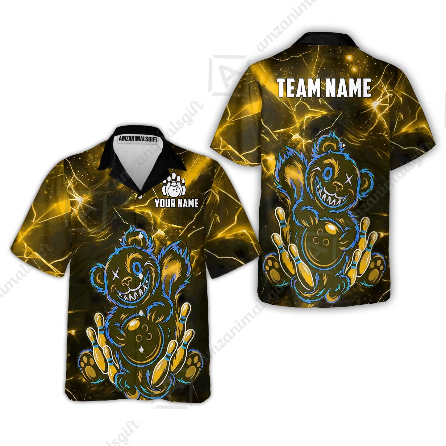 Custom Creepy Teddy Bowling Jersey Polo Shirt, Custom Creepy Teddy Bowling Jersey Team Shirt For Players With Name & Team Name