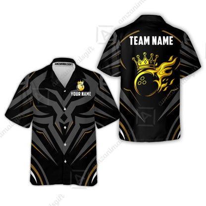 Custom Bowling Jersey Polo Shirt, Crowned Bowling Ball, Custom Bowling Jersey Team Shirt For Players With Name & Team Name
