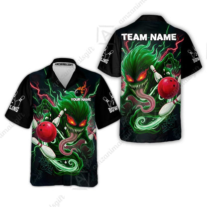 Customized Bowling Jerseys Polo Shirt, Evil Bowling Monster-Dark Bowling Spirit, Uniform Bowling - Personalized Name And Team Name