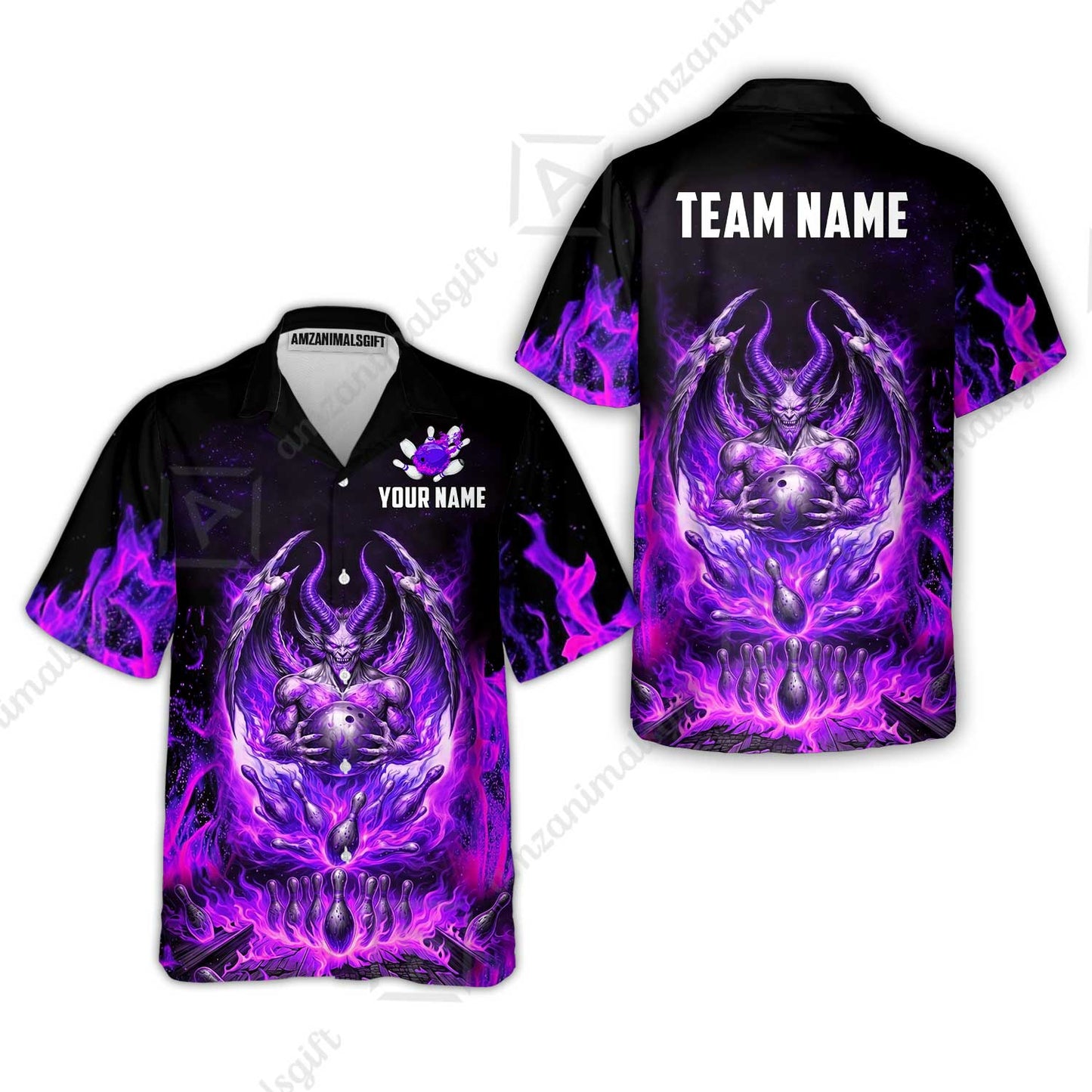 Custom Hellfire Bowling Jersey Polo Shirt, Custom Hellfire Bowling Jersey Team Shirt For Players With Name & Team Name