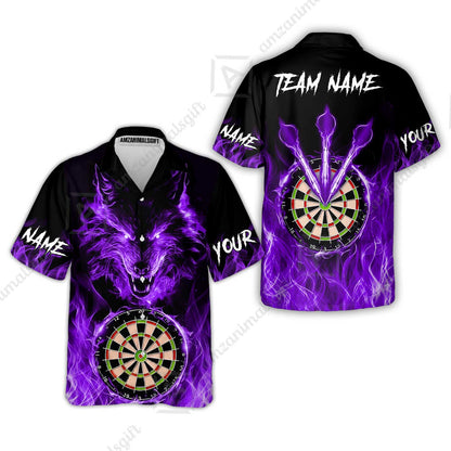 Custom Darts Jersey Polo Shirt, Dartboard Fierce Wolf Design, Uniform Dart - Personalized Name And Team Name