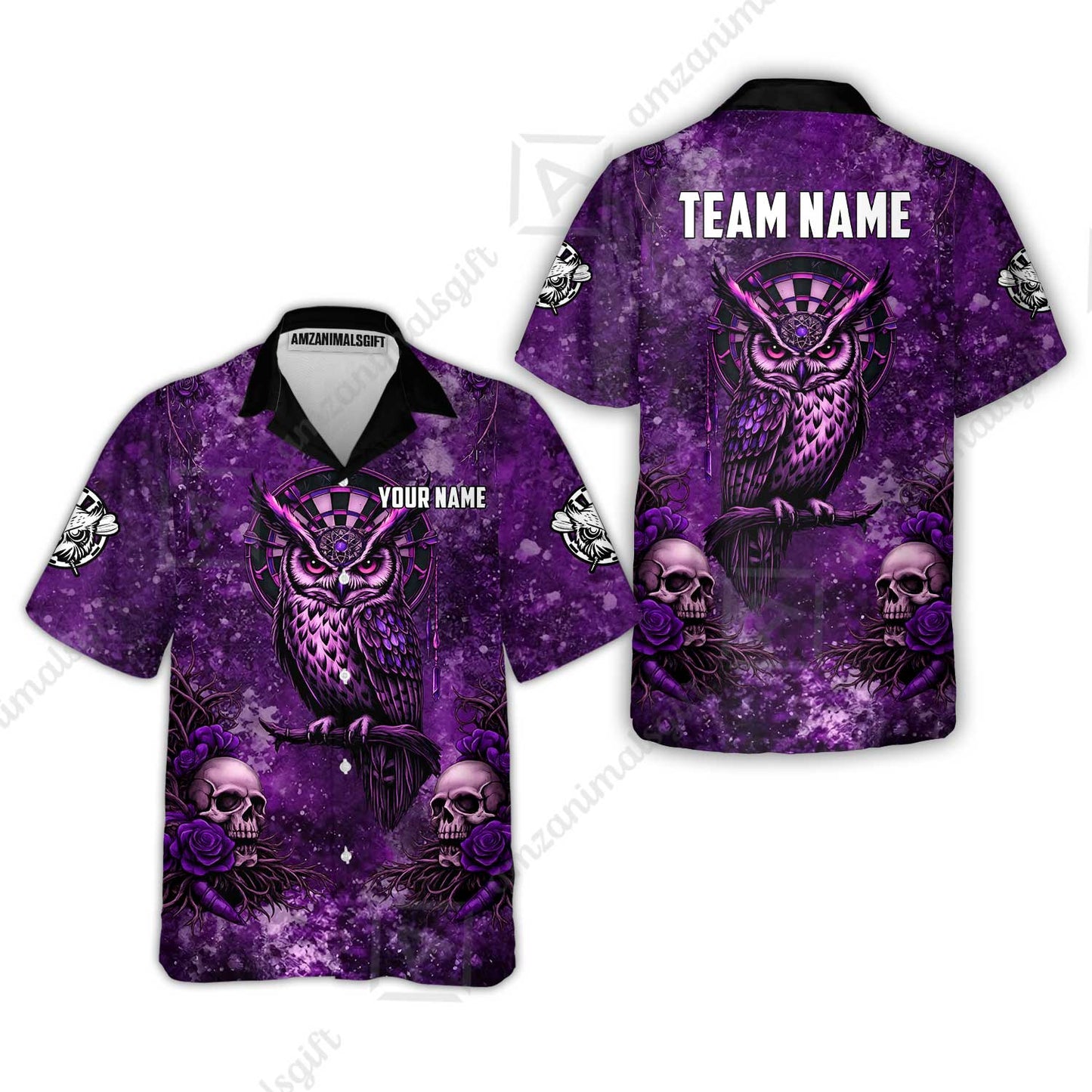 Custom Darts Team Jersey, Personalized Spooky Owl Jersey Shirt For Players With Name & Team Name