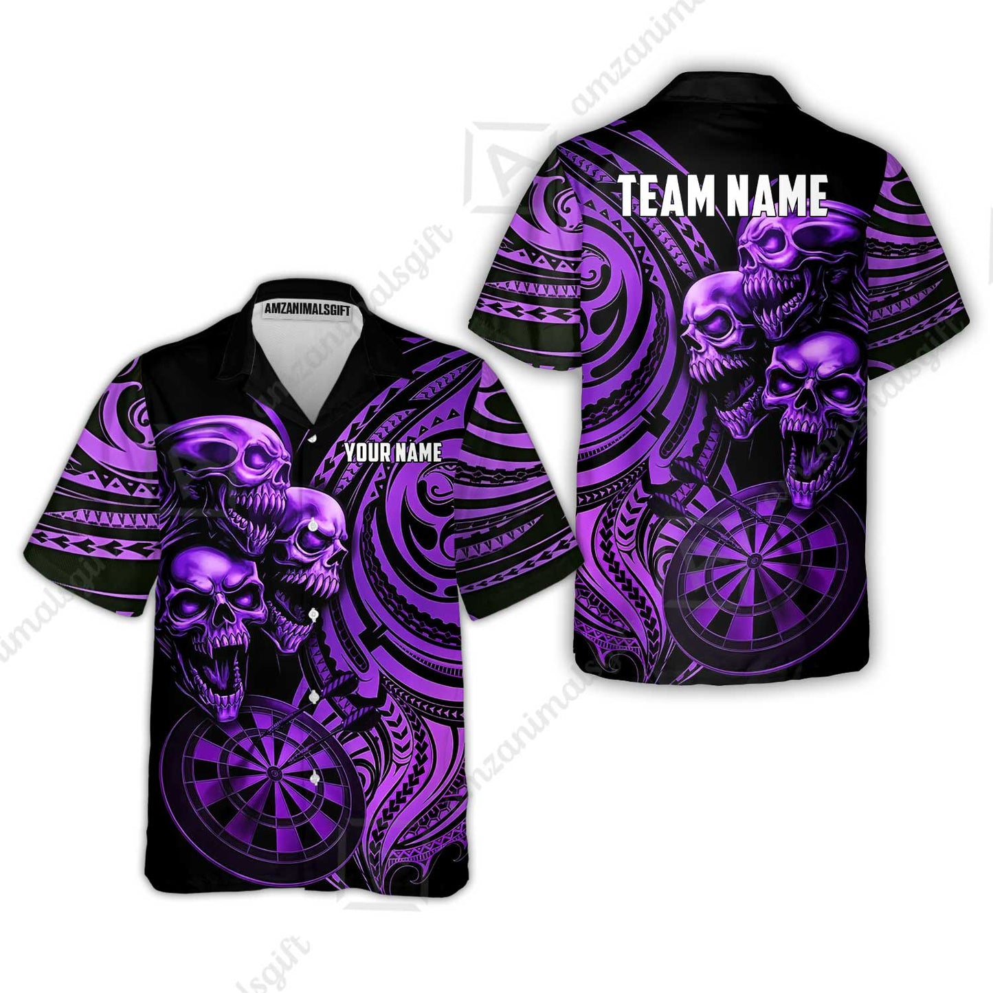 Custom Darts Team Jersey, Personalized Neon Skull Jersey Shirt For Players With Name & Team Name