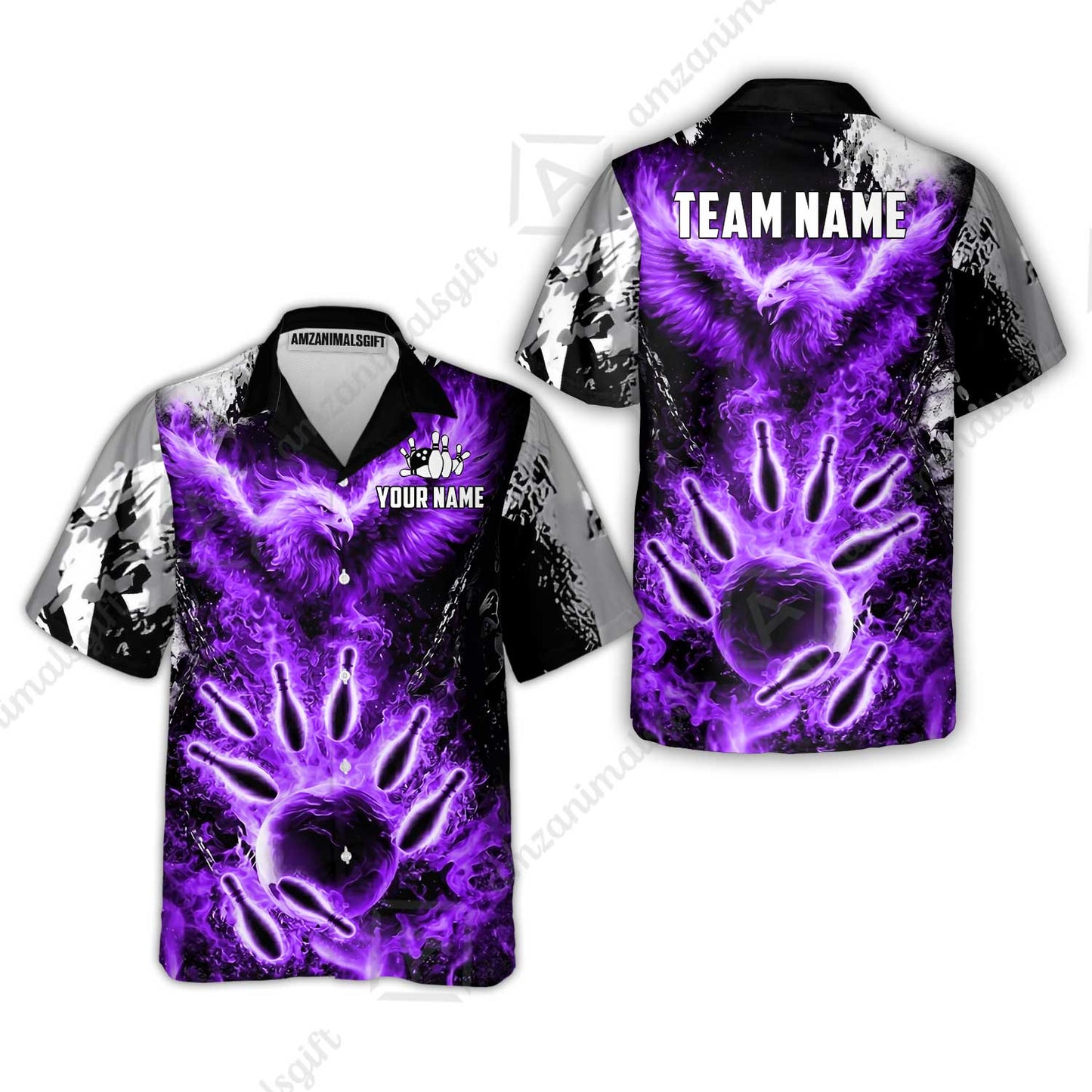 Custom Bowling Jersey Polo Shirt, Flaming Phoenix Bowling, Custom Bowling Jersey Team Shirt For Players With Name & Team Name