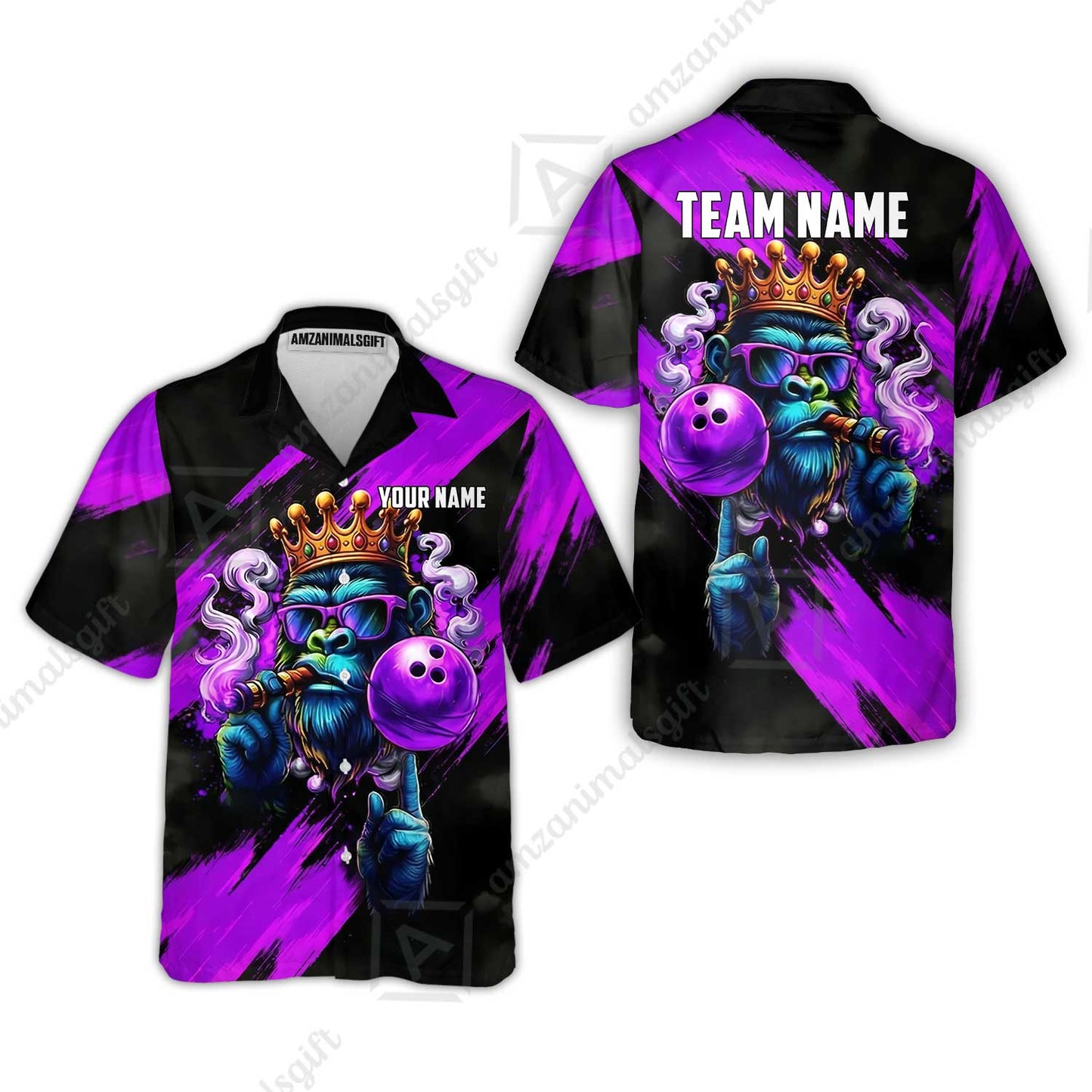 Custom Bowling Jersey Polo Shirt, Gorilla Boss King, Custom Bowling Jersey Team Shirt For Players With Name & Team Name