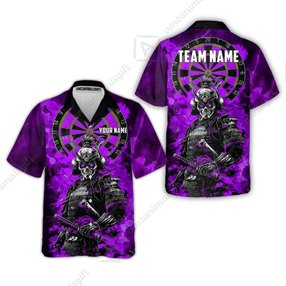 Custom Darts Team Jersey, Personalized Skull Samurai Dartboard Dart Polo Shirt For Players With Name & Team Name