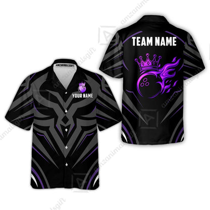 Custom Bowling Jersey Polo Shirt, Crowned Bowling Ball, Custom Bowling Jersey Team Shirt For Players With Name & Team Name