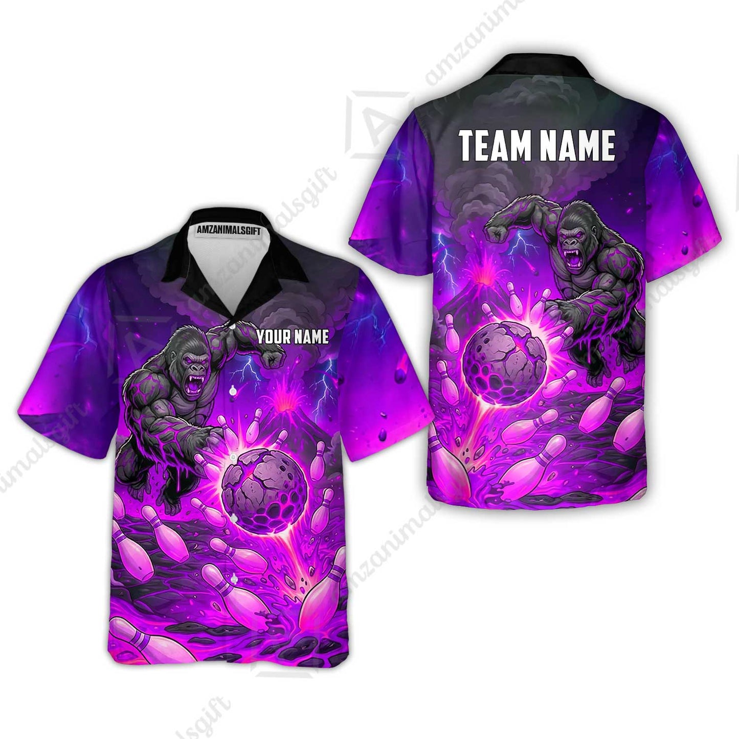 Custom Bowling Jersey Polo Shirt, Fierce Gorilla Strike Bowling, Custom Bowling Jersey Team Shirt For Players With Name & Team Name