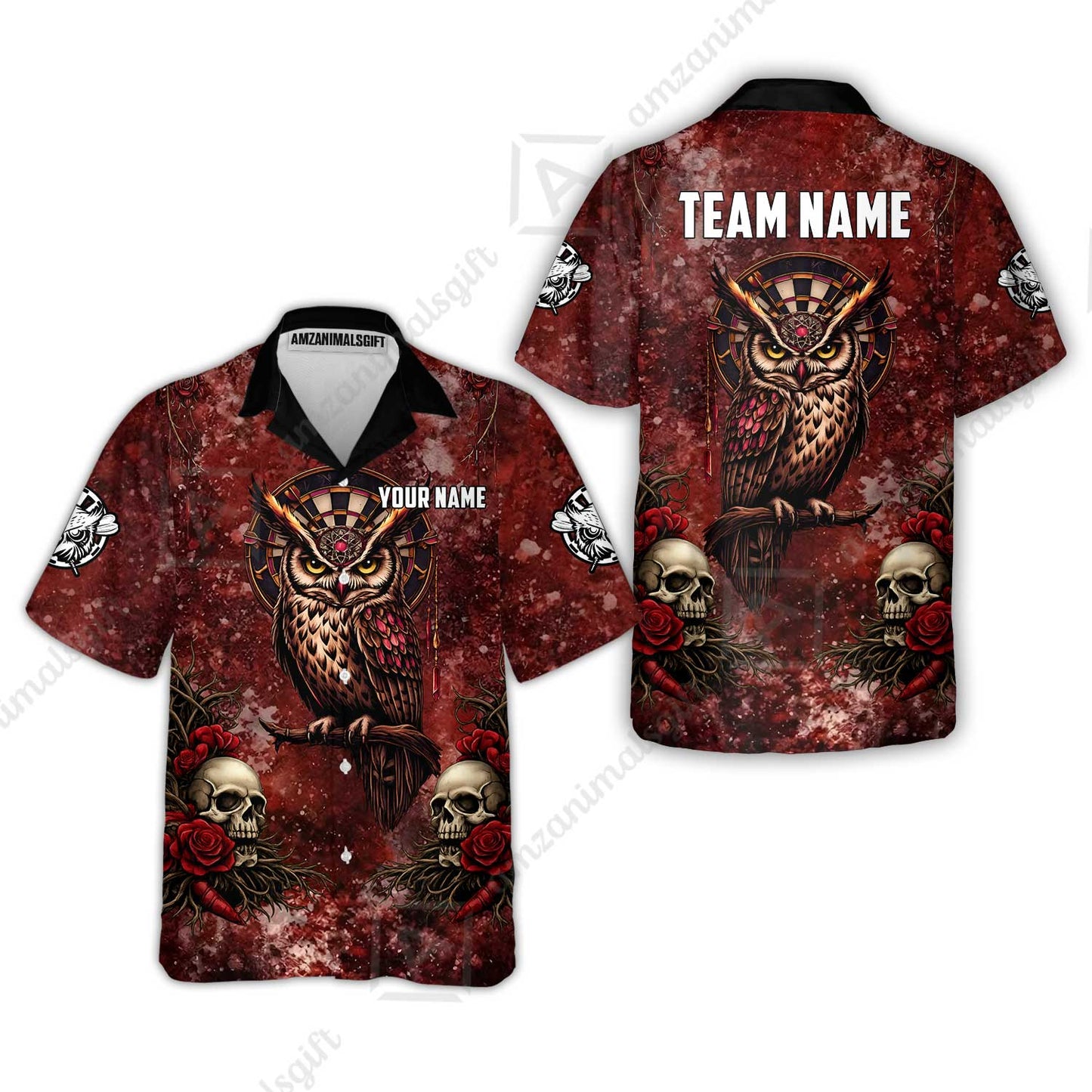 Custom Darts Team Jersey, Personalized Spooky Owl Jersey Shirt For Players With Name & Team Name